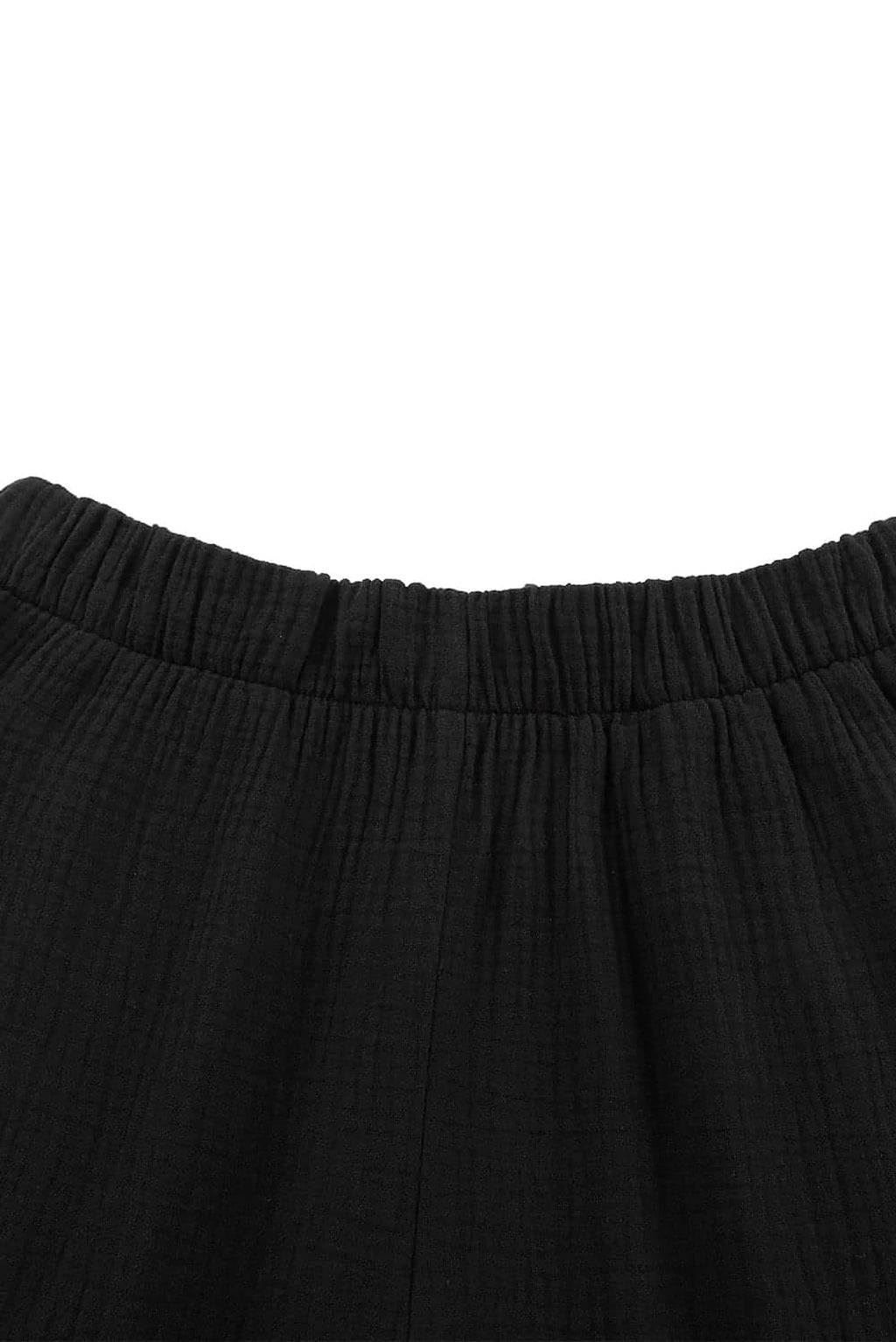 Black Textured High Waist Ruffled Bell Bottom Pants - enhanced image 7