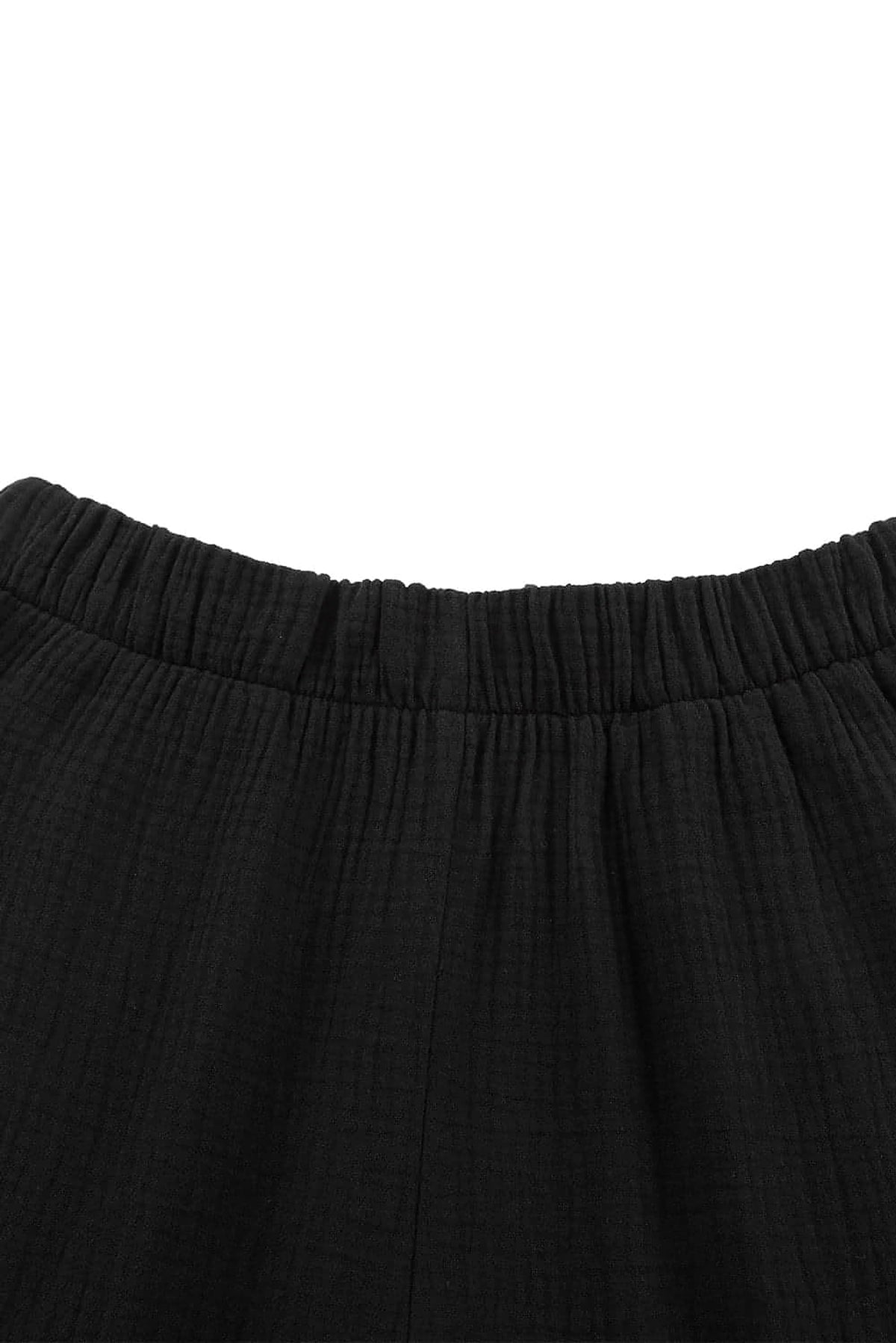 Black Textured High Waist Ruffled Bell Bottom Pants - enhanced image 7