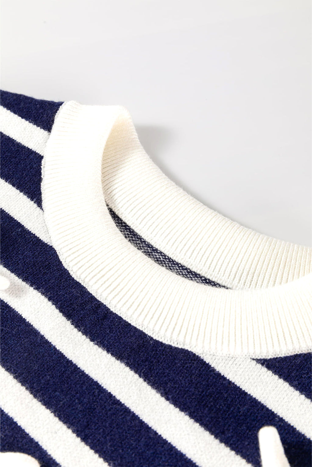 Blue Stripe Knitted Bow Decor Sweater Vest - enhanced image 7