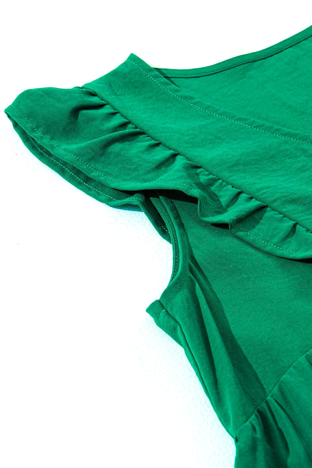 Bright Green Solid Color V Neck Ruffle Tiered Mini Dress - enhanced image 7