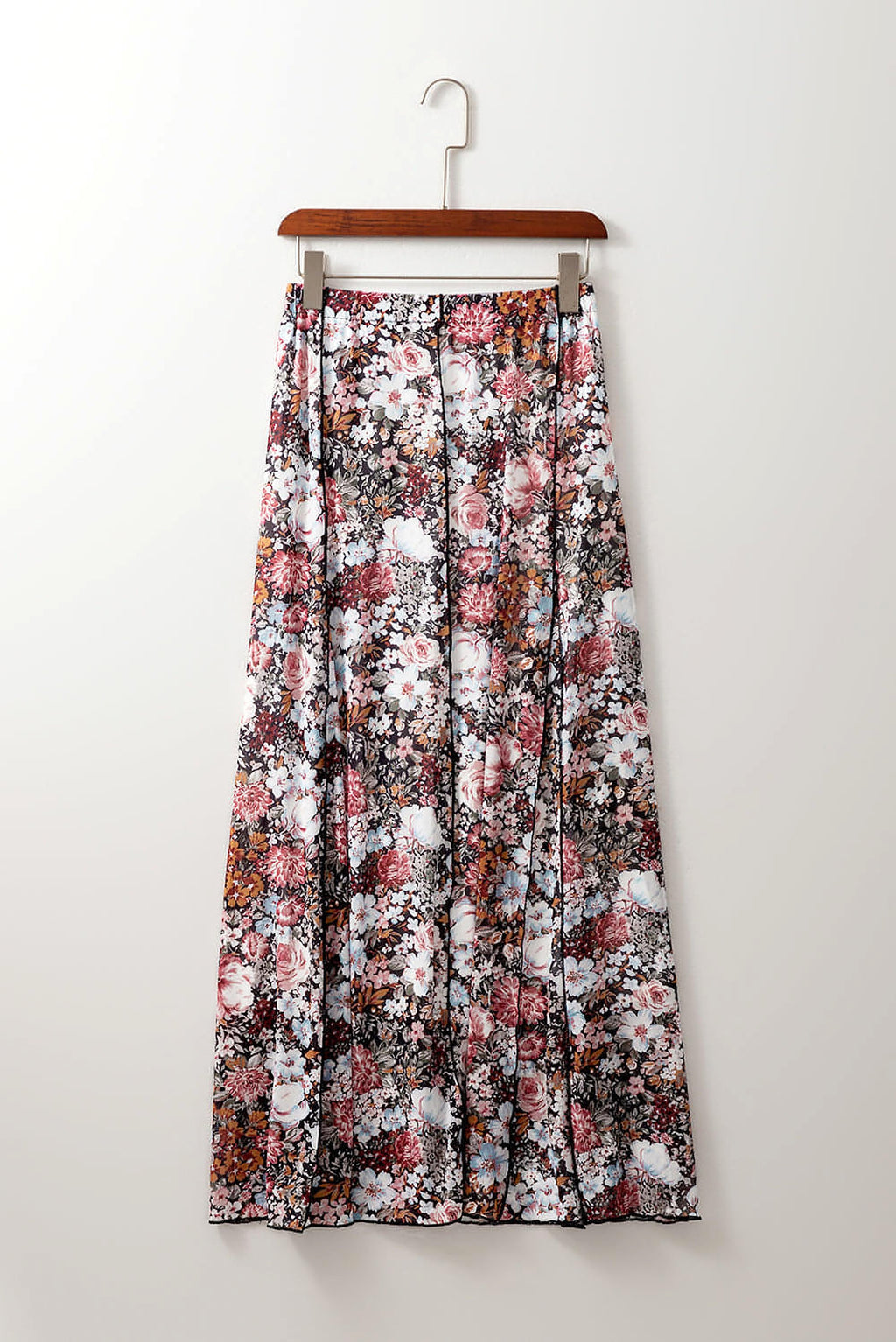 Brown Floral Print High Waist Maxi Skirt - enhanced image 7