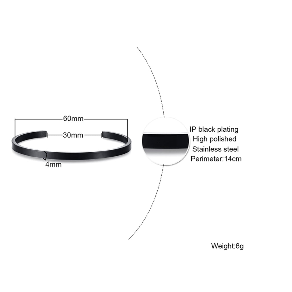 Can Be Engraved Light Body Opening Titanium Steel Men's Bracelet - enhanced image 7