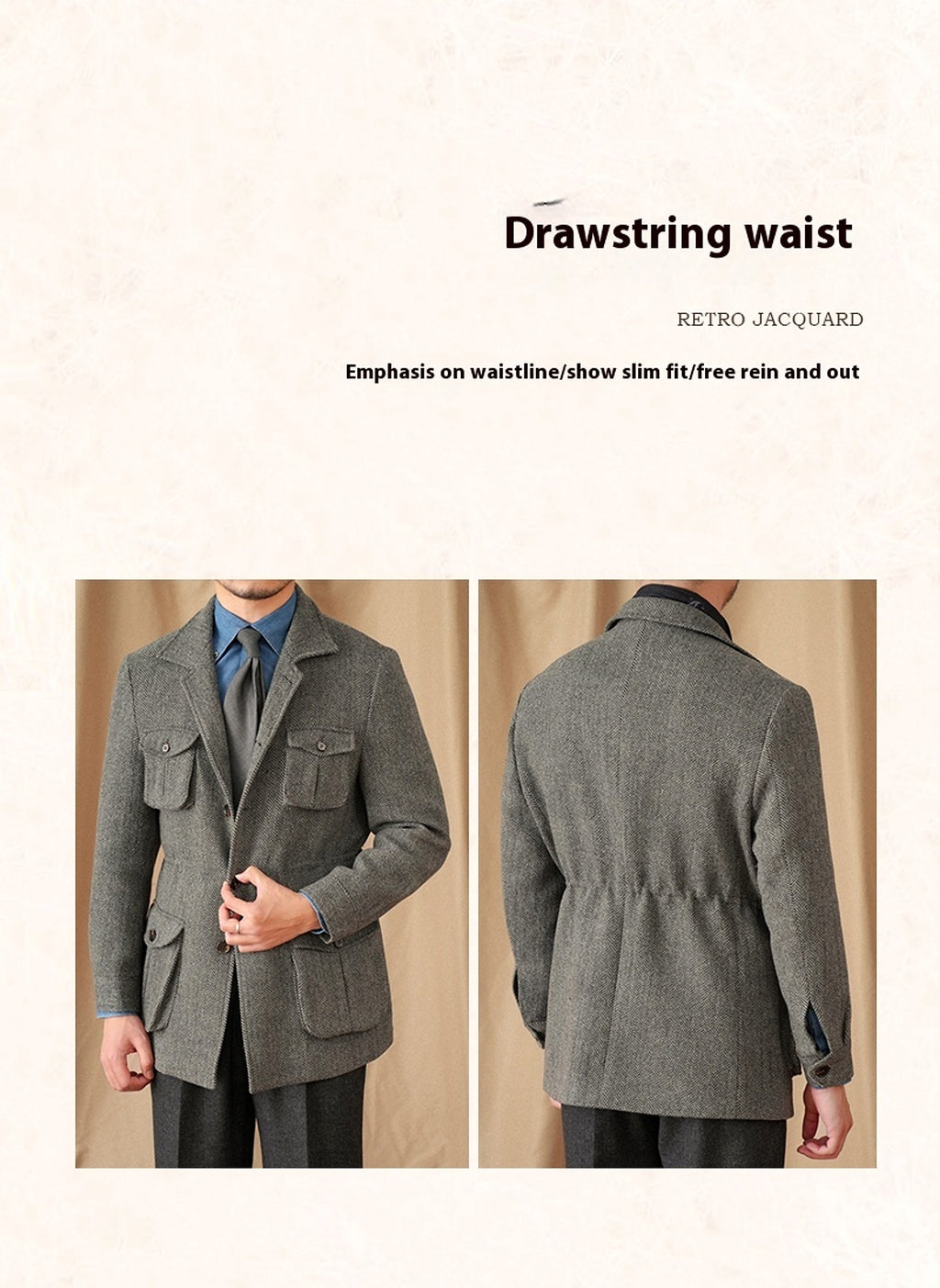 Collar Safari Jacket Jacket Commuter Business Keep Warm And Handsome Jacket Men - enhanced image 7