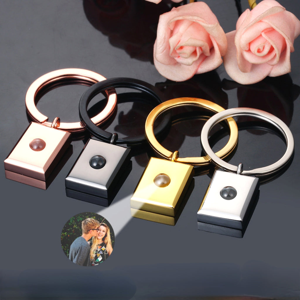 Customized Square Keychain Pendant with Bracelet & Projection Photo - enhanced image 7