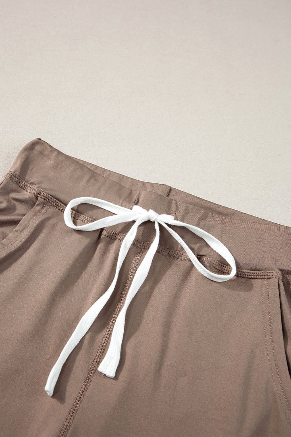 Dark Brown Drawstring Waist Pocketed Joggers - enhanced image 7