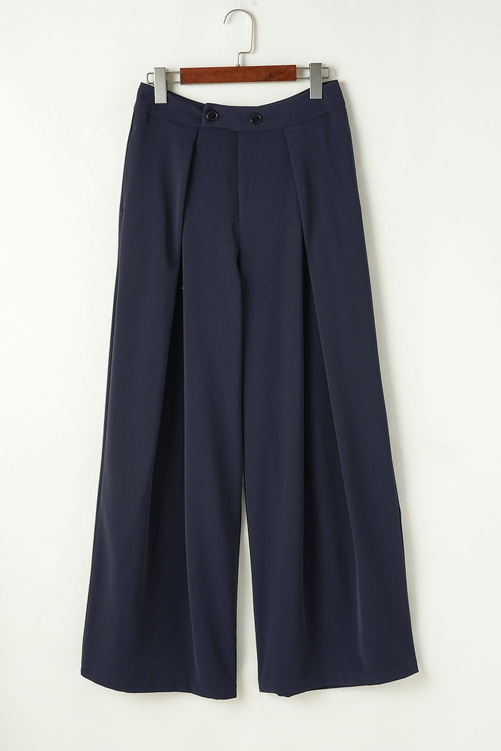 Dirty blue Dual Buttoned High Waist Pleated Wide Leg Pants - enhanced image 7