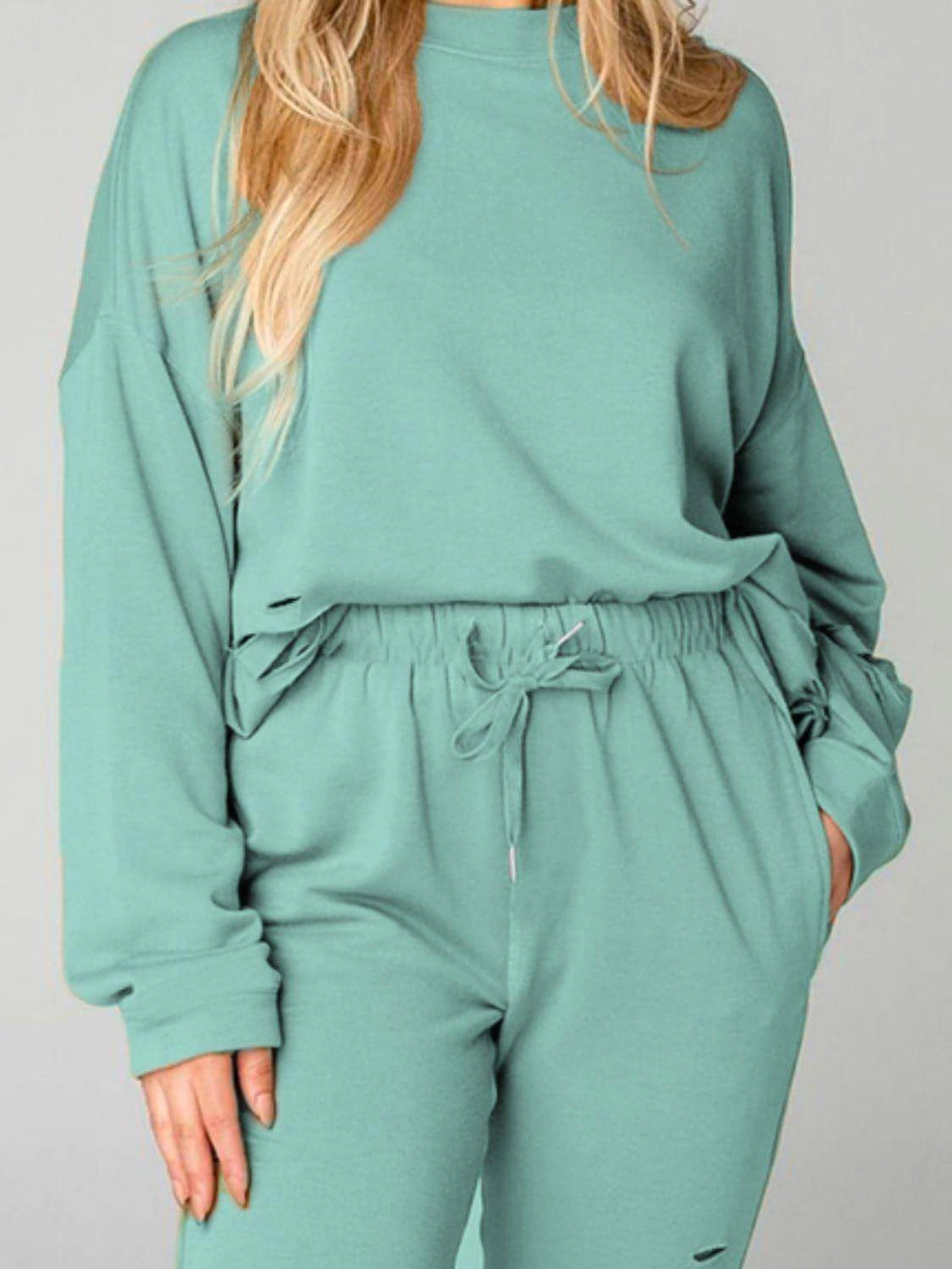 Distressed Sweatshirt and Joggers Set - enhanced image 7