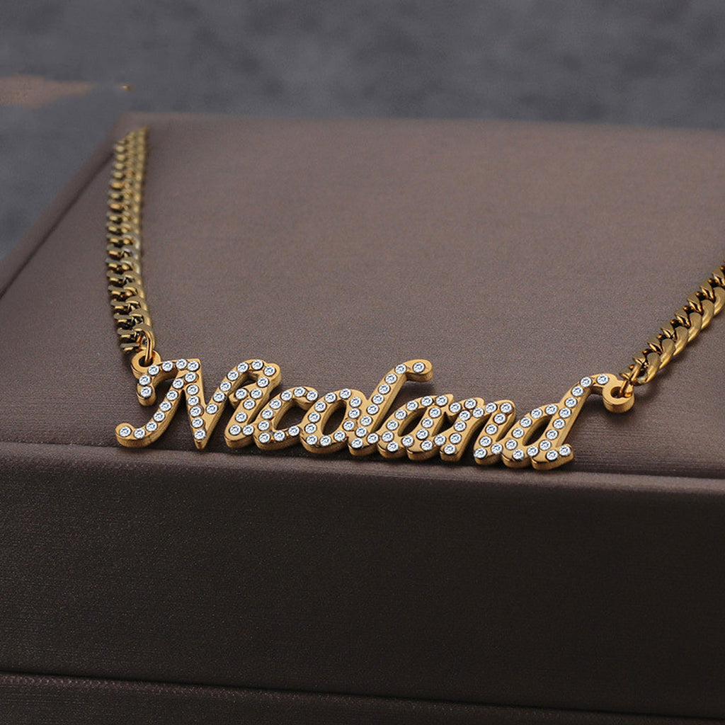 DIY One Piece Cut Name Jewelry Letter Zircon Diamond Necklace - enhanced image 7