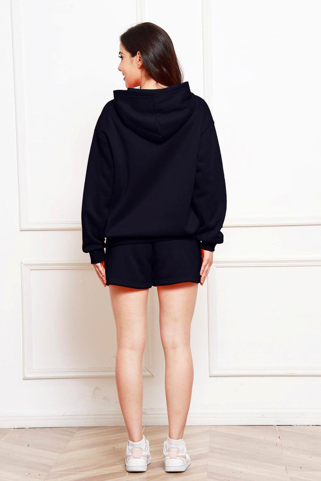 Drop Shoulder Long Sleeve Hoodie and Shorts Set - enhanced image 7