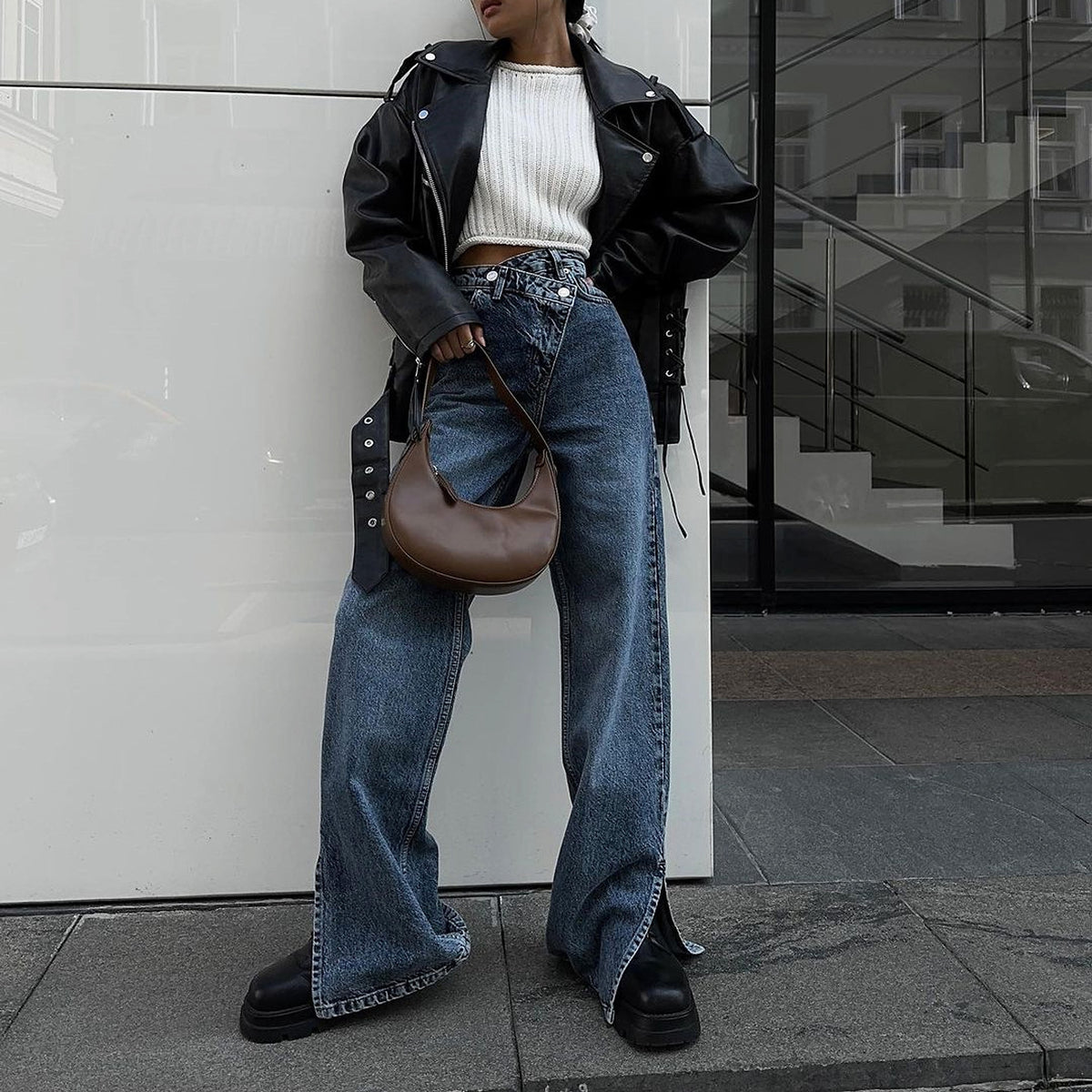 Fashion Personality Dislocation Jeans For Women - enhanced image 7