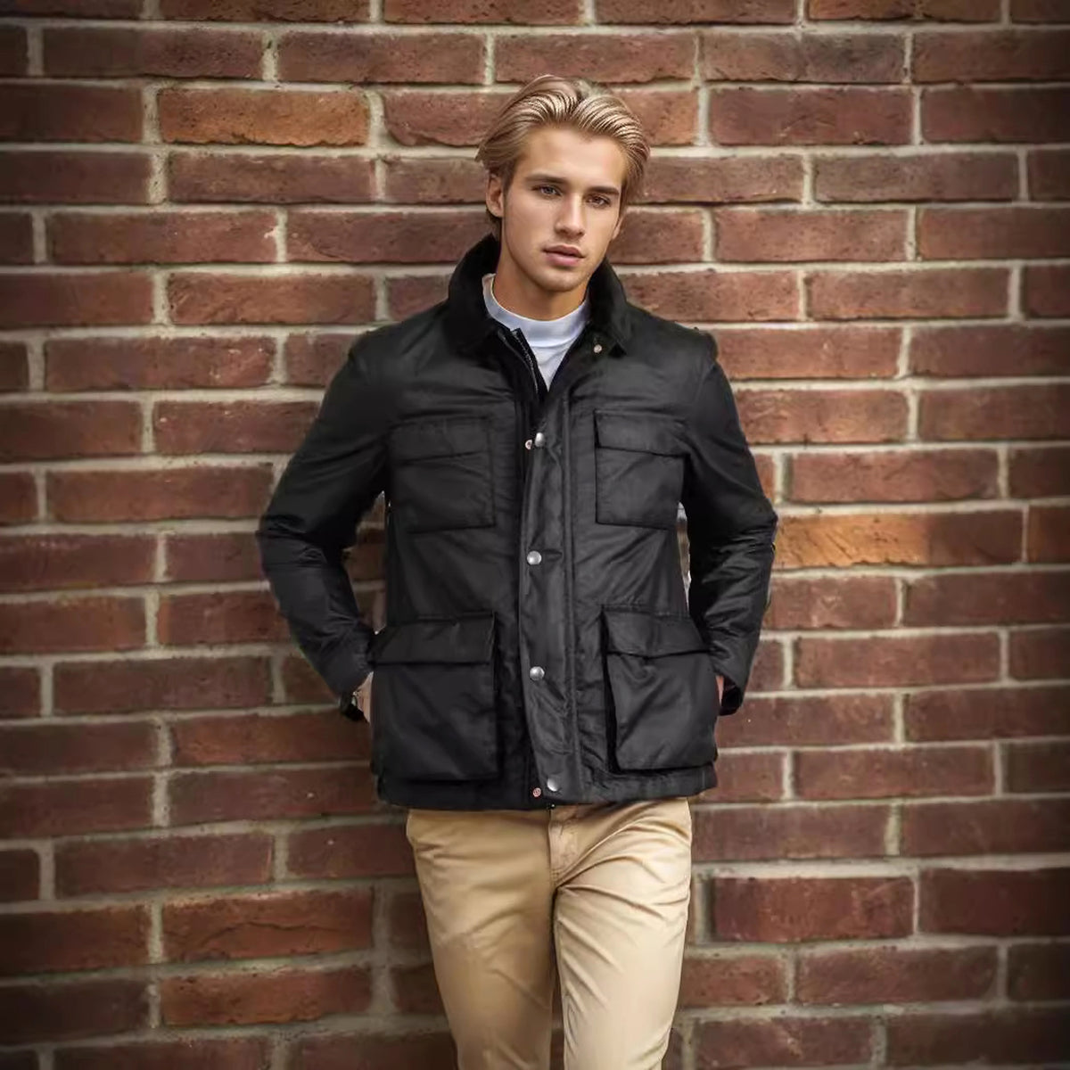Fashion Solid Color Zipper Jacket Jacket Men - enhanced image 7