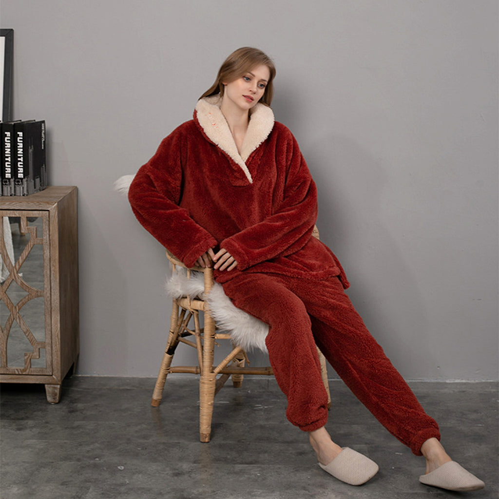 Flannel Pajamas Pajamas Set Thickening Couples Home Service - enhanced image 7