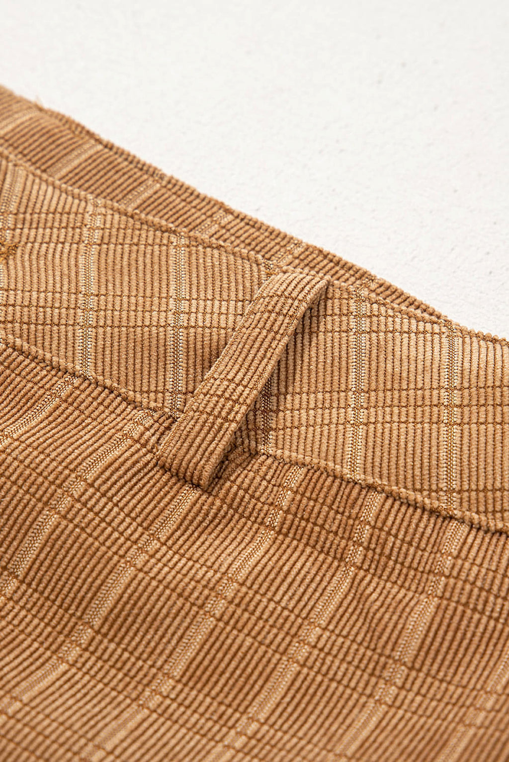 Grapefruit Orange Checkered Corduroy Flare High Waist Pants - enhanced image 7
