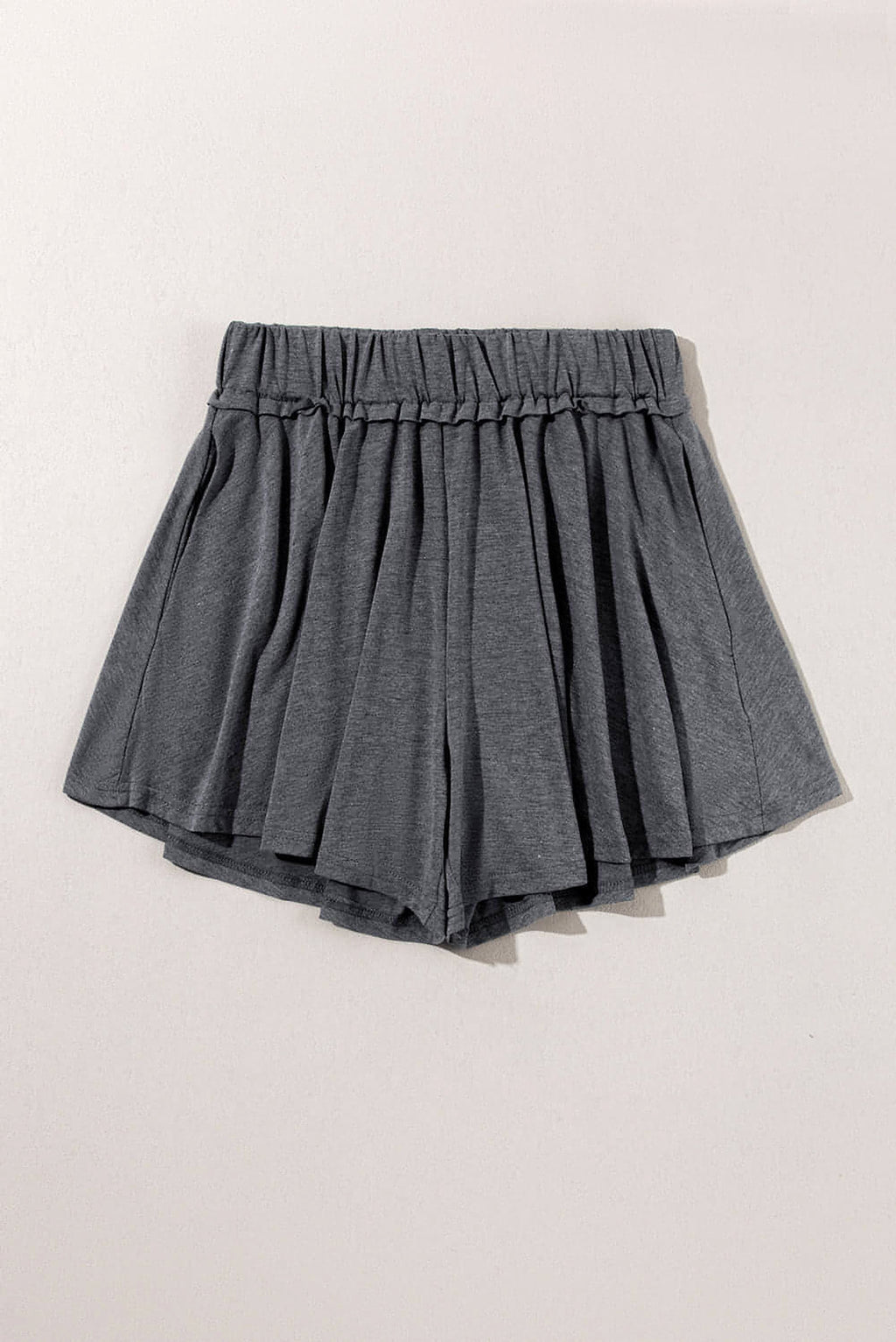 Gray Elastic Waist Culotte Shorts - enhanced image 7