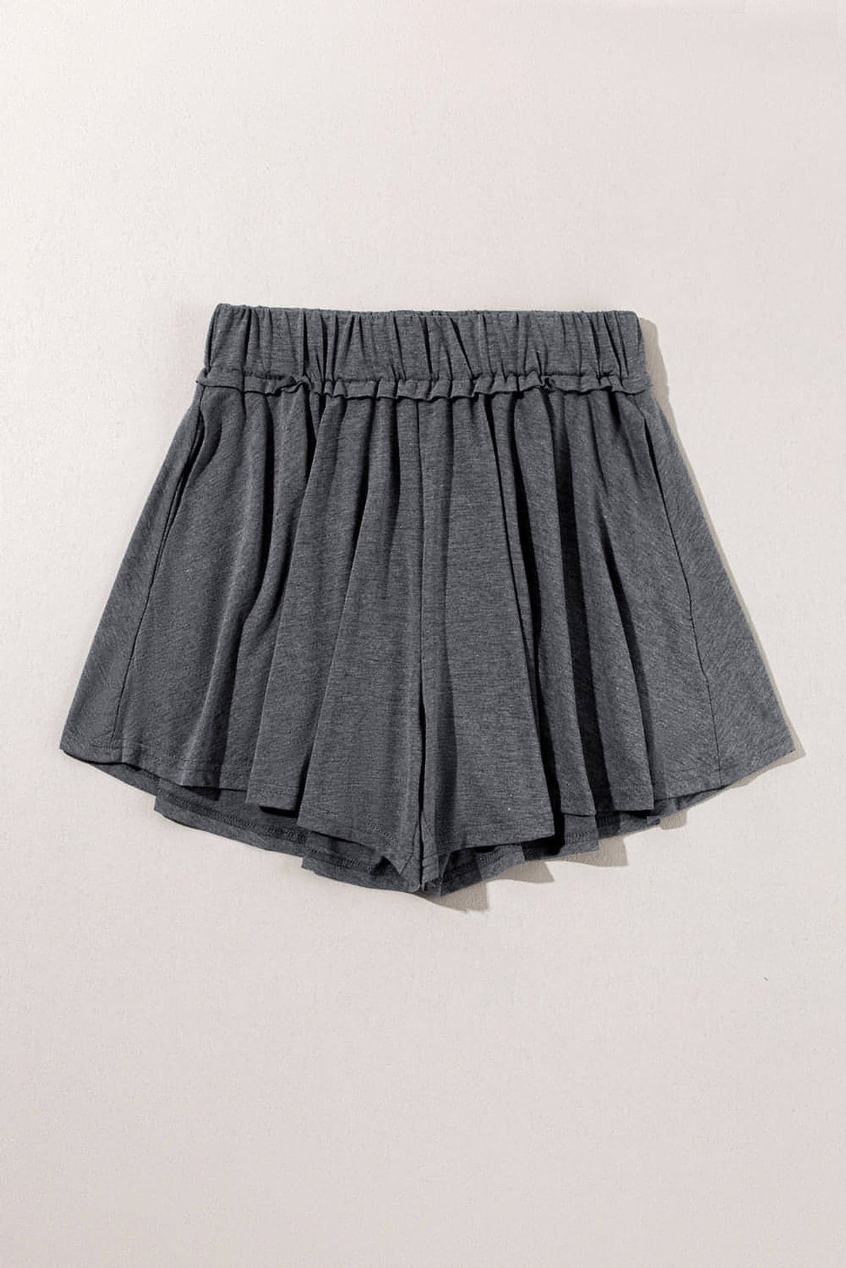 Gray Elastic Waist Culotte Shorts - enhanced image 7