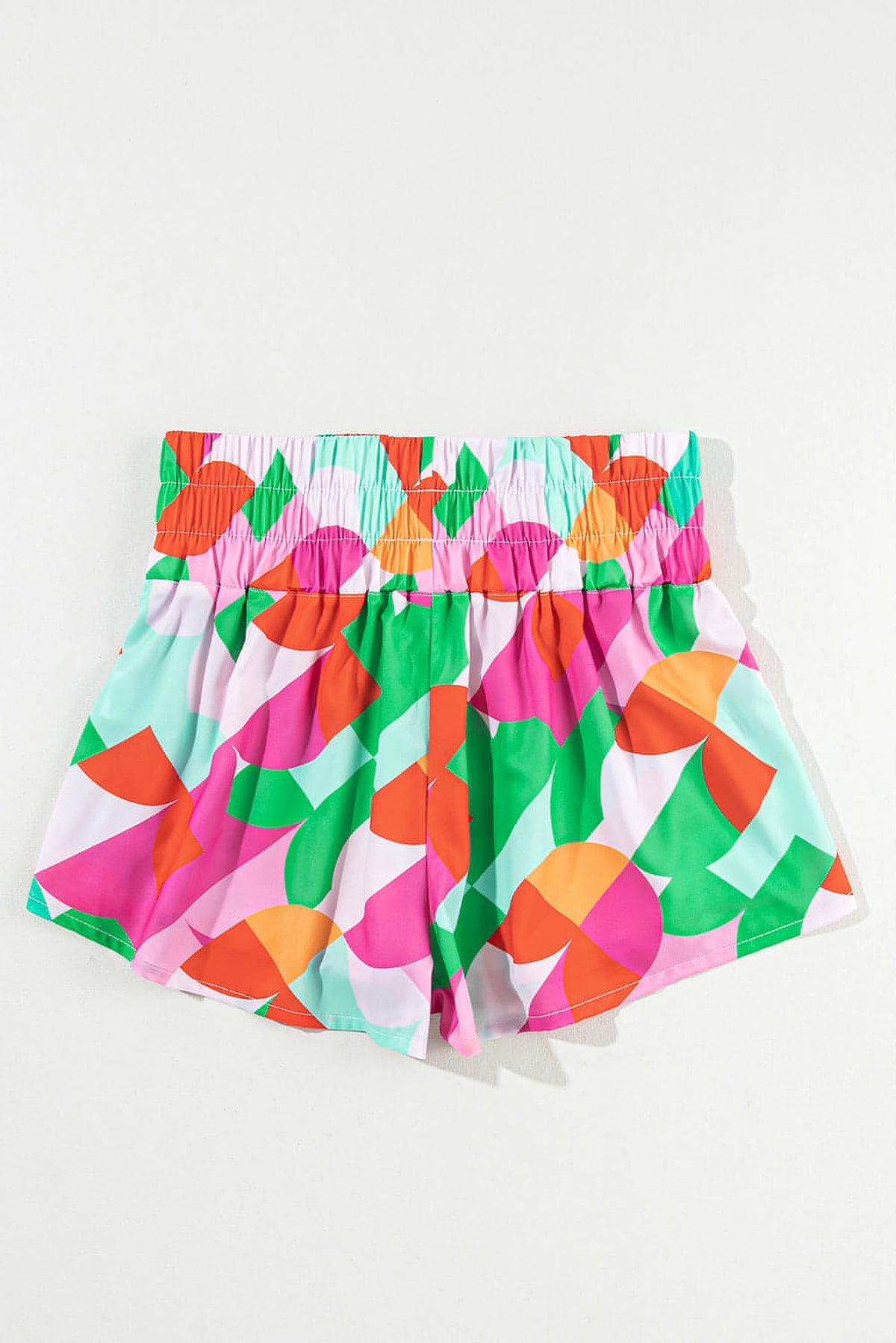 Green Abstract Print Smock Waist Casual Shorts - enhanced image 7