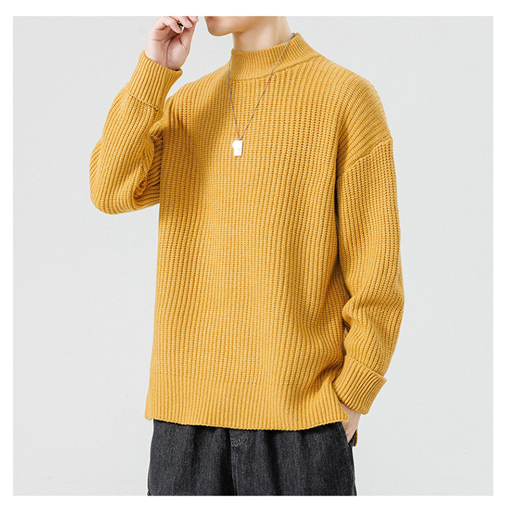 Half High Necked Sweater For Men's Casual Knitwear Outerwear - enhanced image 7