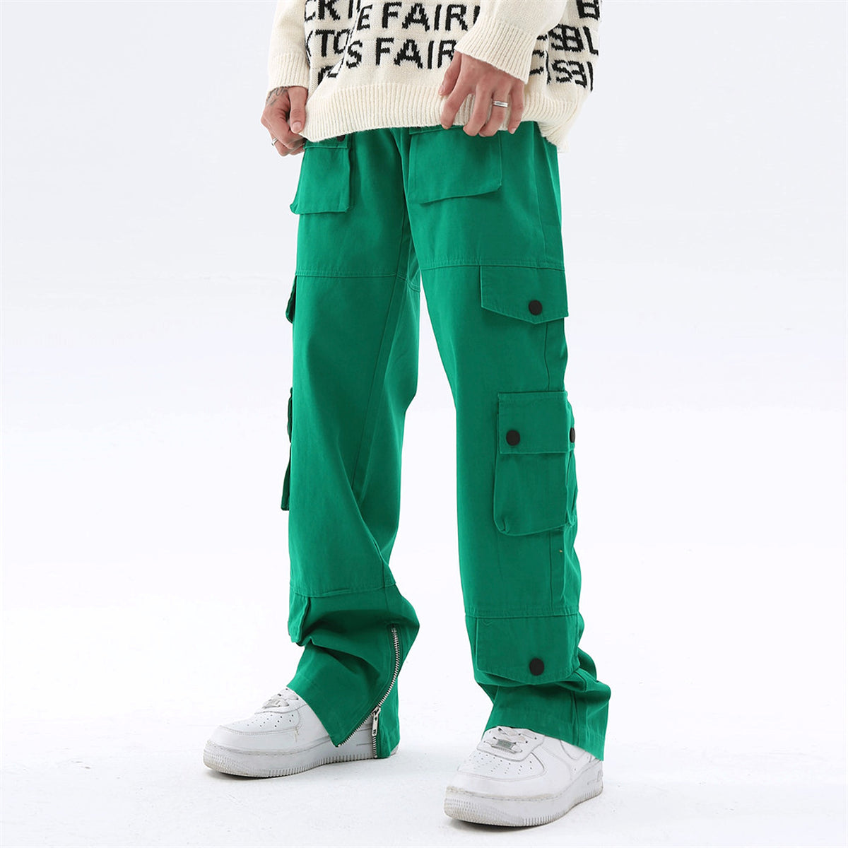 High Street Loose Hem Zip-Slit Straight-Leg Trousers Men Jeans - enhanced image 7