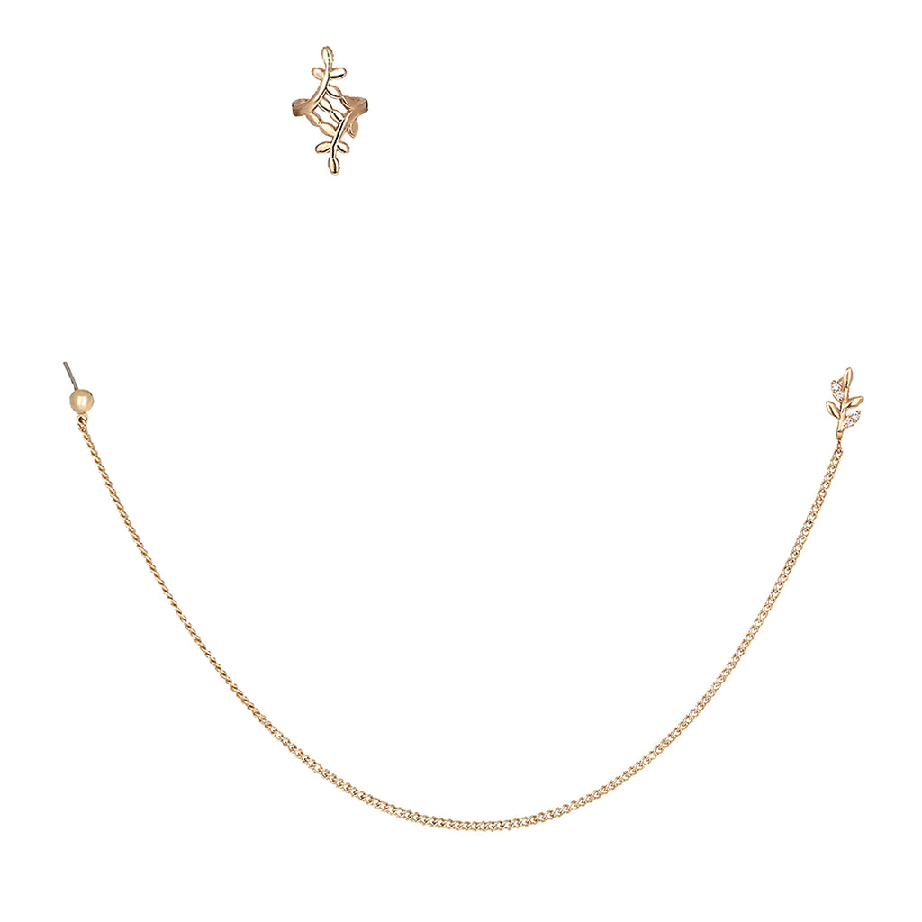 Indian Dance Nose Ring Jewelry Set Ear Clip Earring Leaf Nose Nail Nose Chain One Pierced Jewelry - enhanced image 7