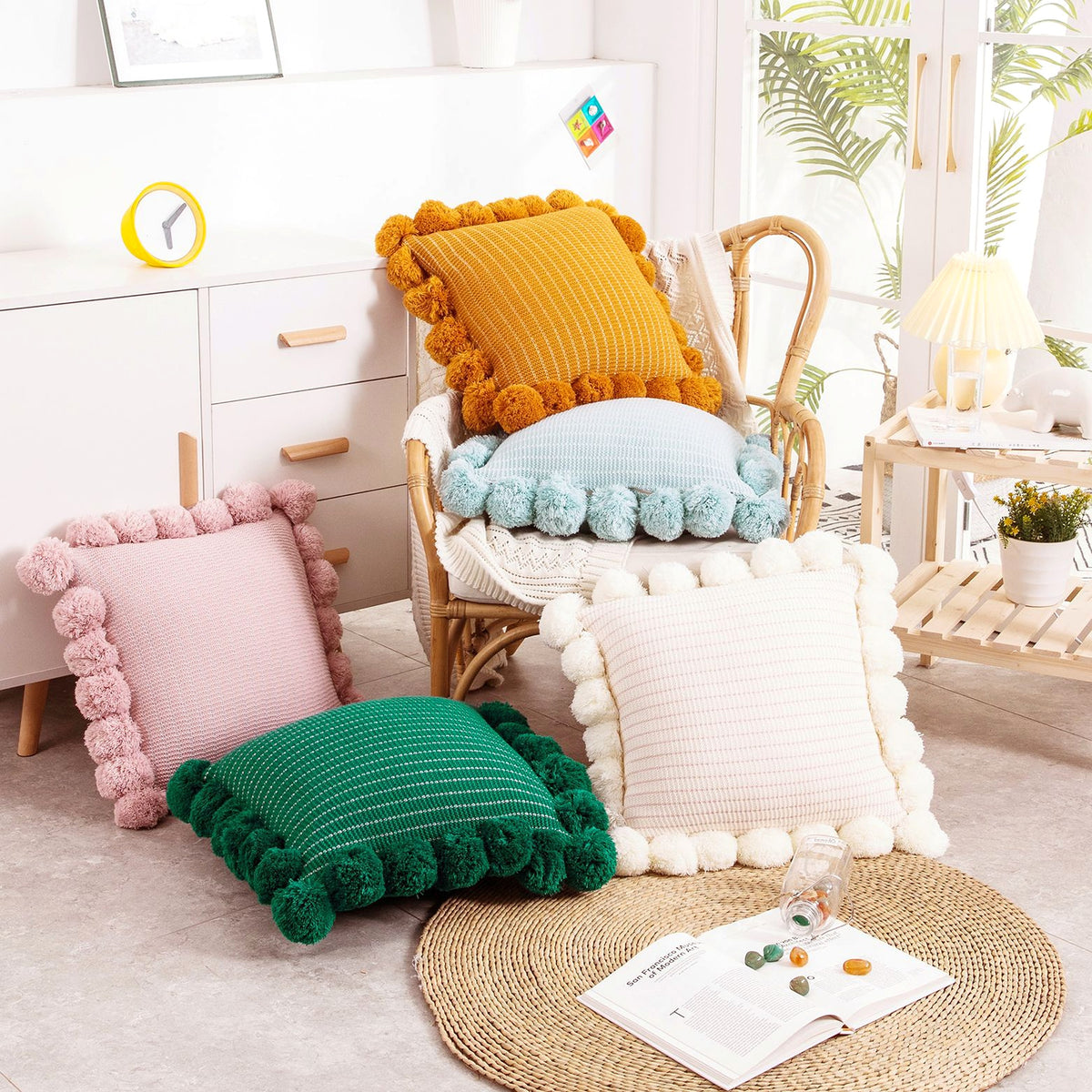 Ins Wind Big Ball Ball Nordic Knitted Pillow Pillow - enhanced image 7