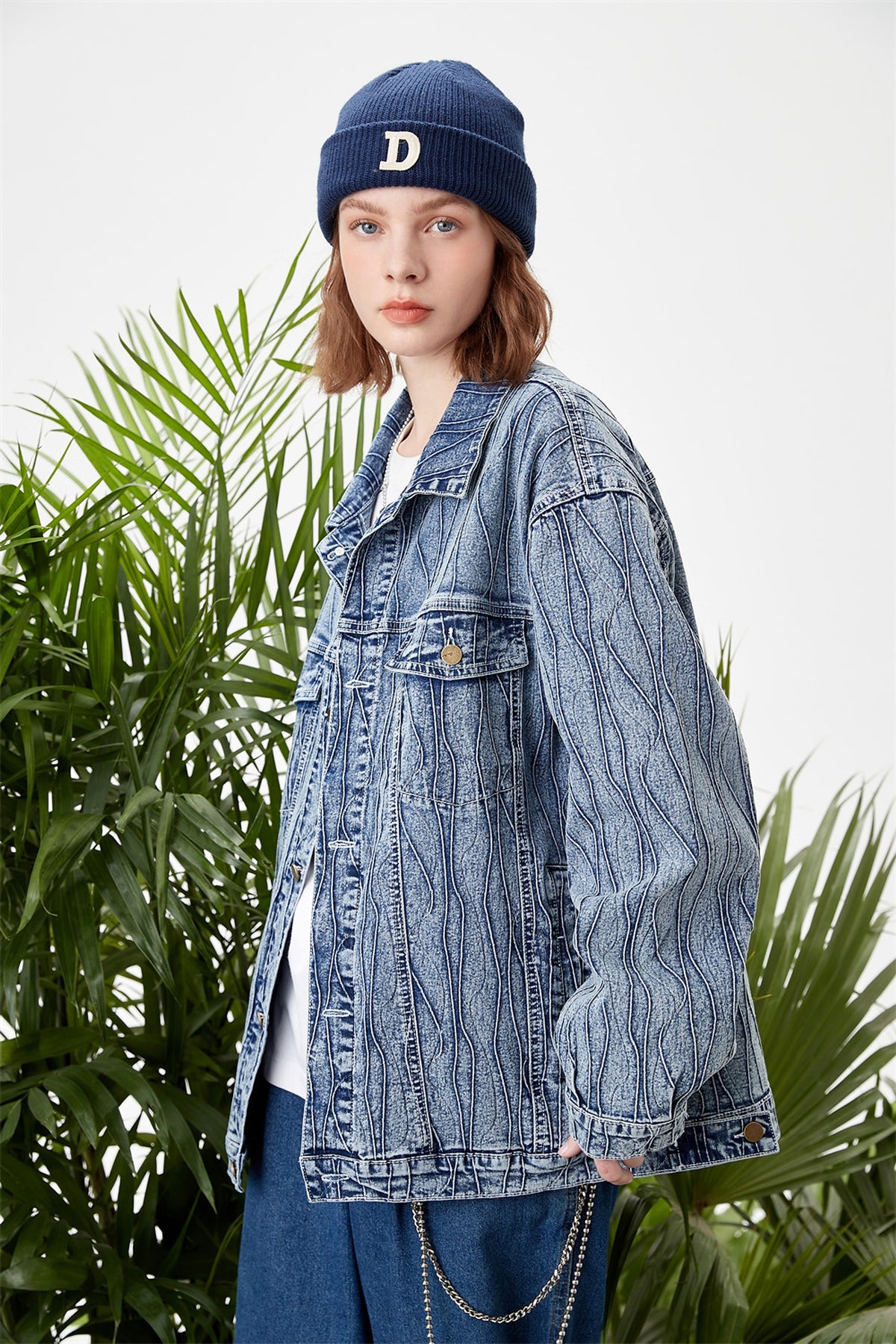 Jacquard Stone Washed Denim Jacket For Men And Women - enhanced image 7