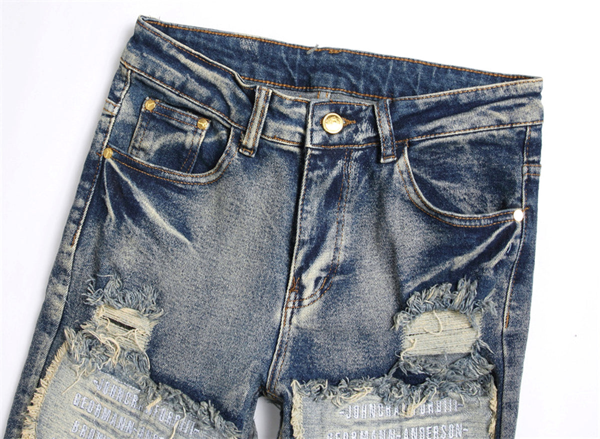 RawEdge™ – Distressed Patchwork Slim Jeans - enhanced image 7