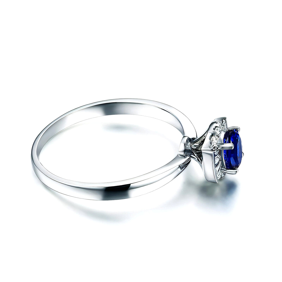 Sapphire & Diamond Inlaid 18K Gold Women's Ring - enhanced image 7