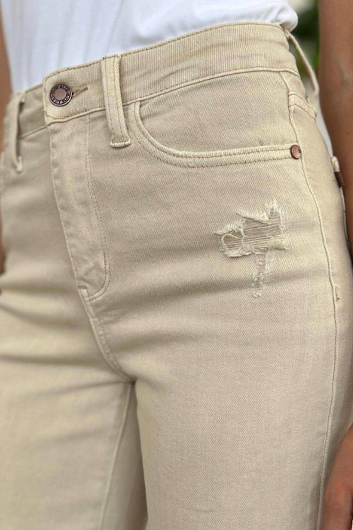 Judy Blue Full Size High Waist Distressed Wide Leg Jeans - enhanced image 7