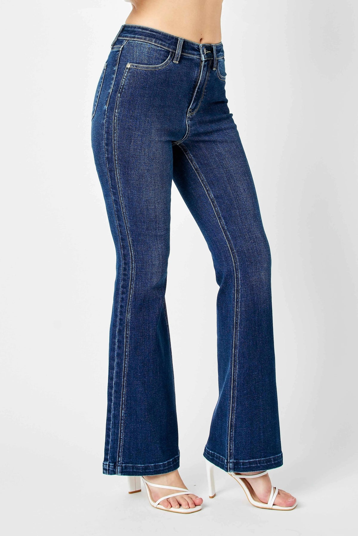 Judy Blue Full Size Hw Angled Side Seam Detail Flare Jeans Plus Size - enhanced image 7