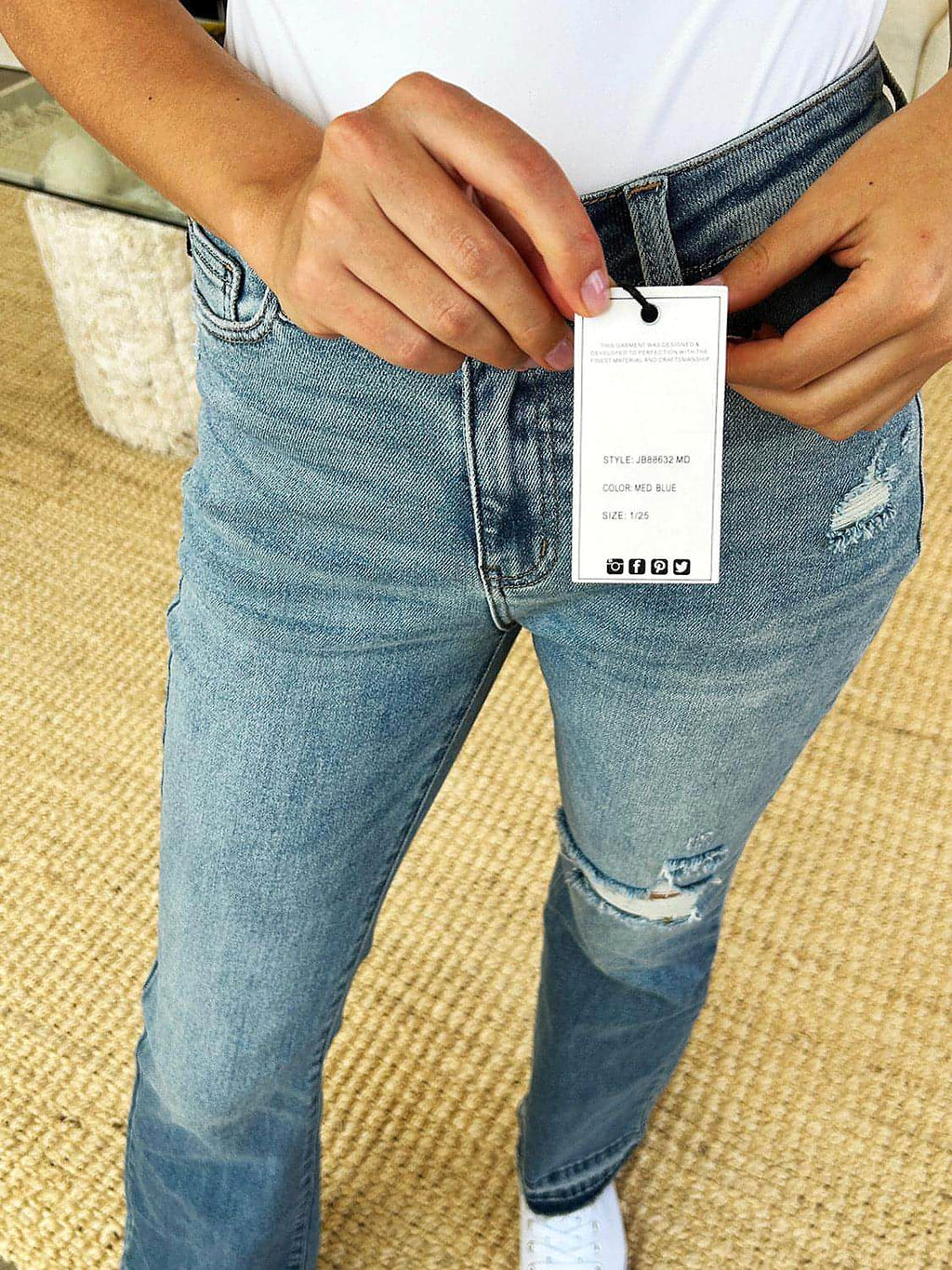 Judy Blue Full Size Mid Rise Destroyed Hem Distressed Jeans - enhanced image 7