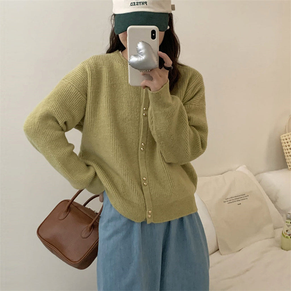 Korean Style Women's Long Sleeve Sweater Coat
