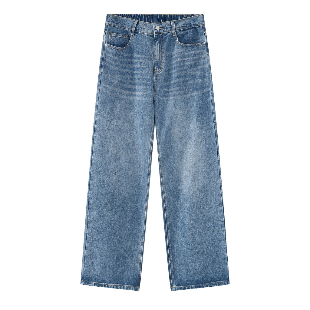 Korean Version Loose Elastic Waist Straight Casual Jeans For Men - enhanced image 7