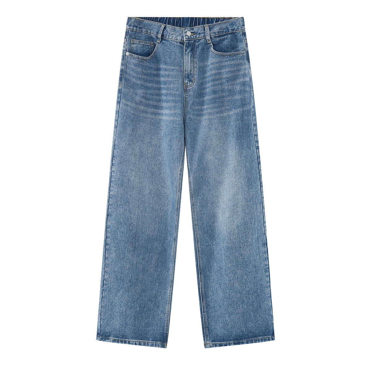 Korean Version Loose Elastic Waist Straight Casual Jeans For Men - enhanced image 7