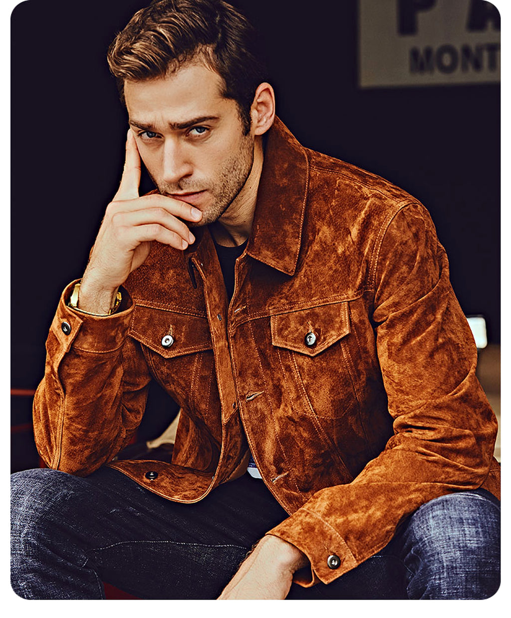Leather Biker Jacket For Men American - enhanced image 7