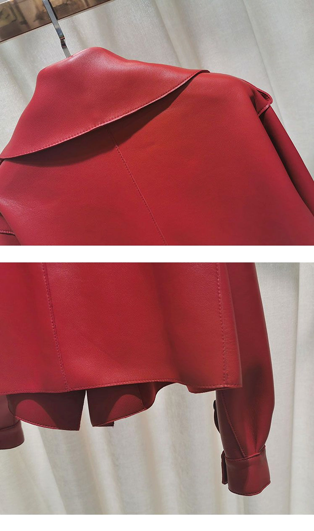 Leather Jacket Women New Outerwear Large Retro - enhanced image 7