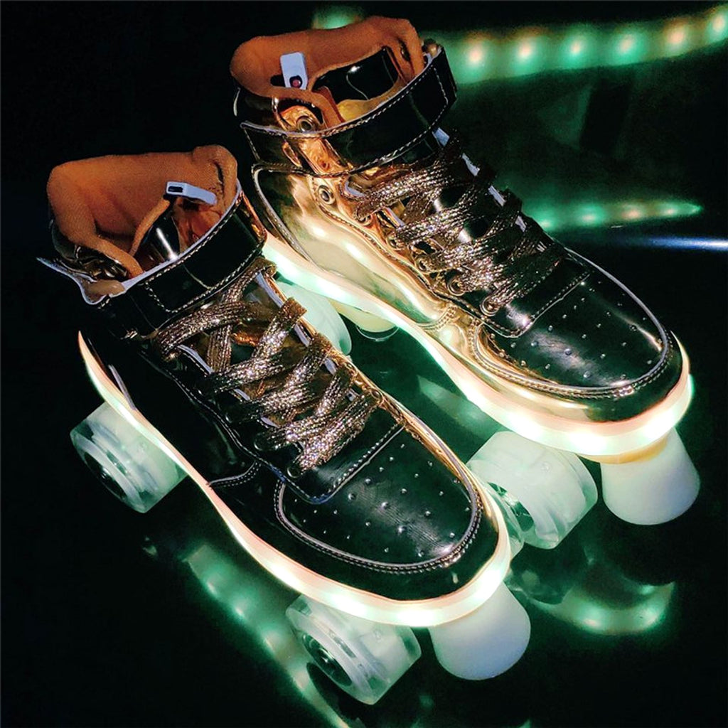 led rechargeable double row roller skates - enhanced image 7