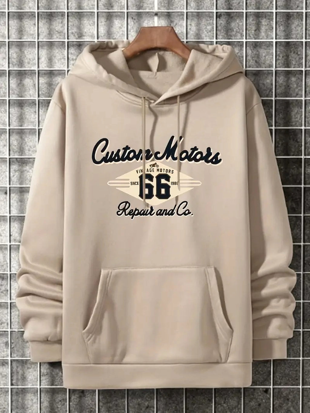 Letter Number 66 Printed Casual Hooded Pullover Sweater Mem - enhanced image 7