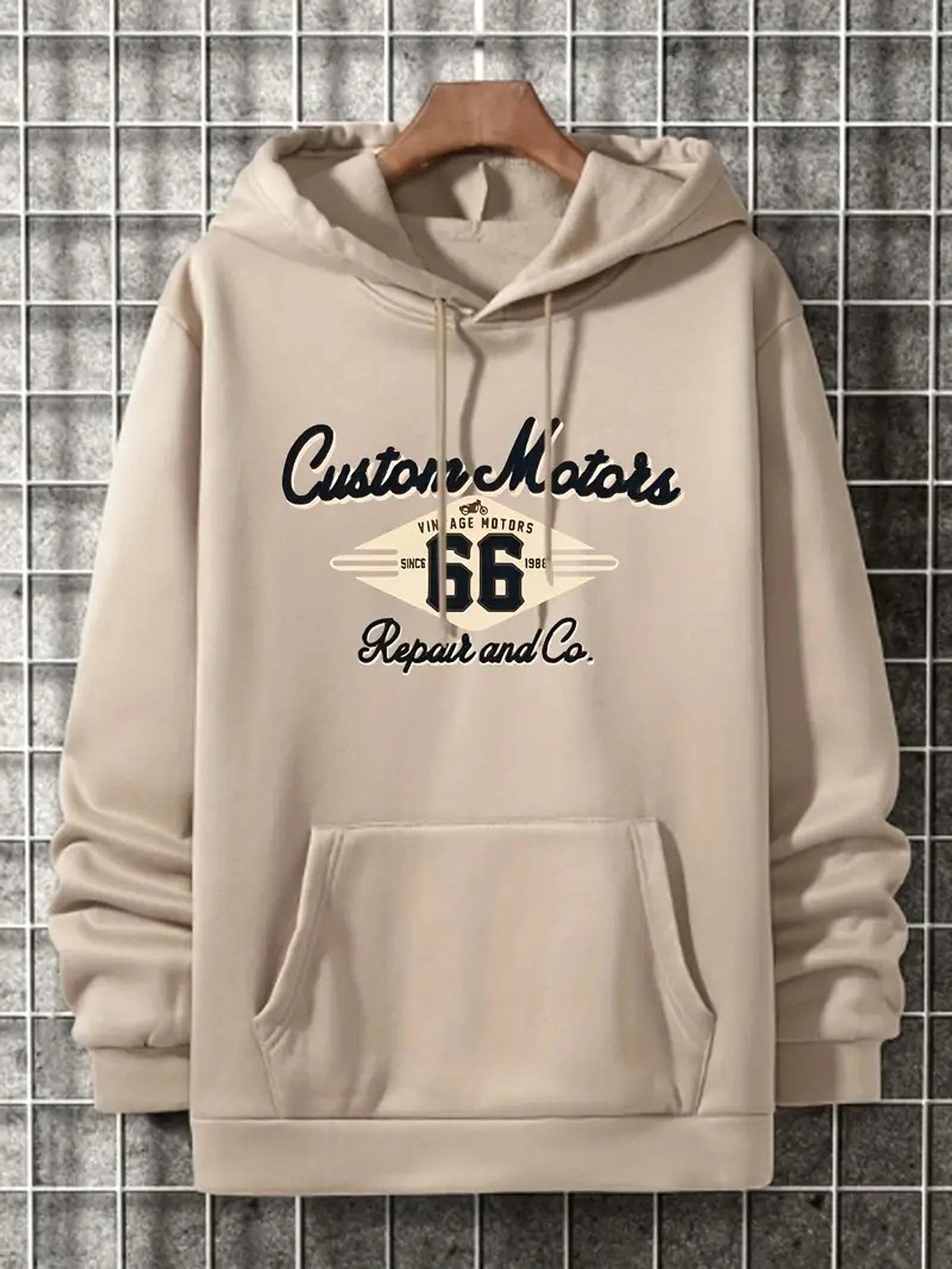 Letter Number 66 Printed Casual Hooded Pullover Sweater Mem - enhanced image 7