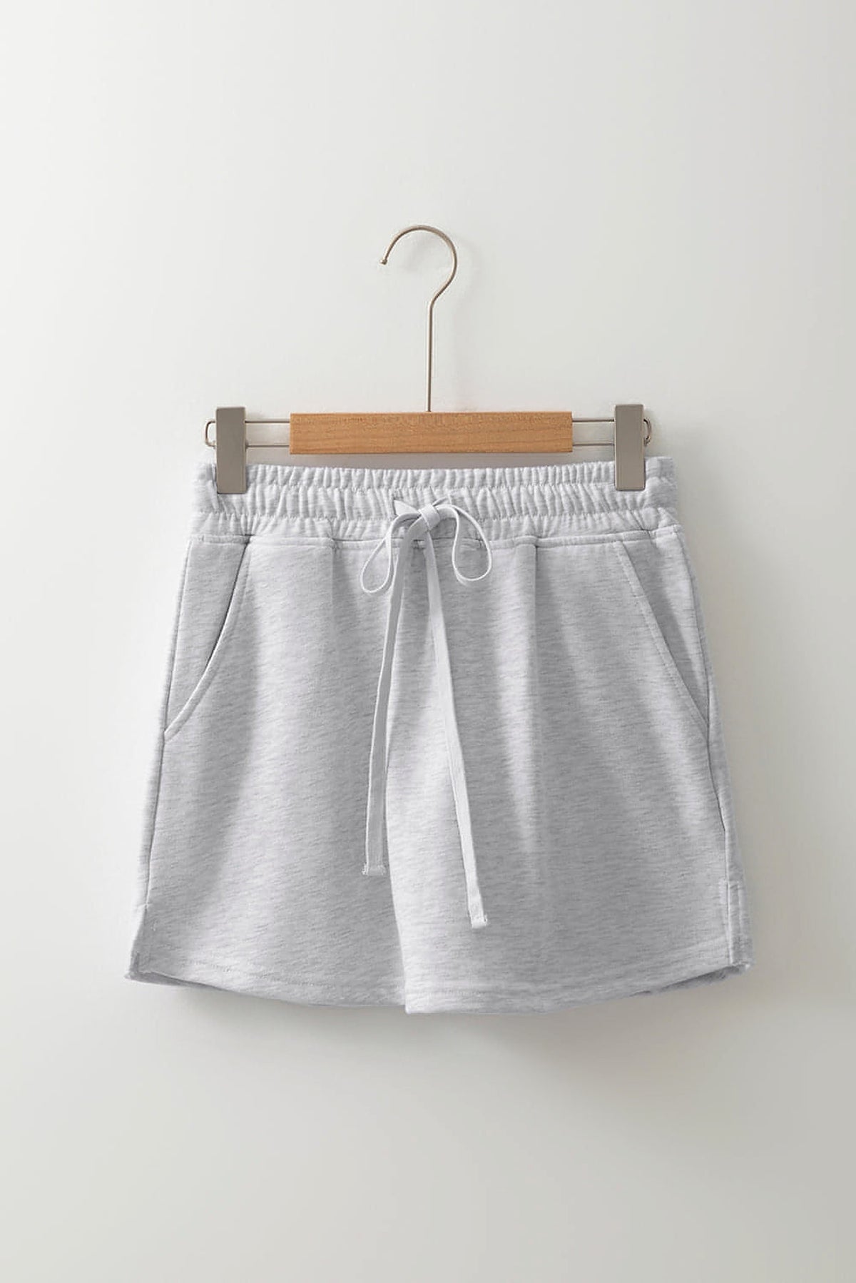 Light Grey French Terry Drawstring Mini Skort with Pockets - enhanced image 7