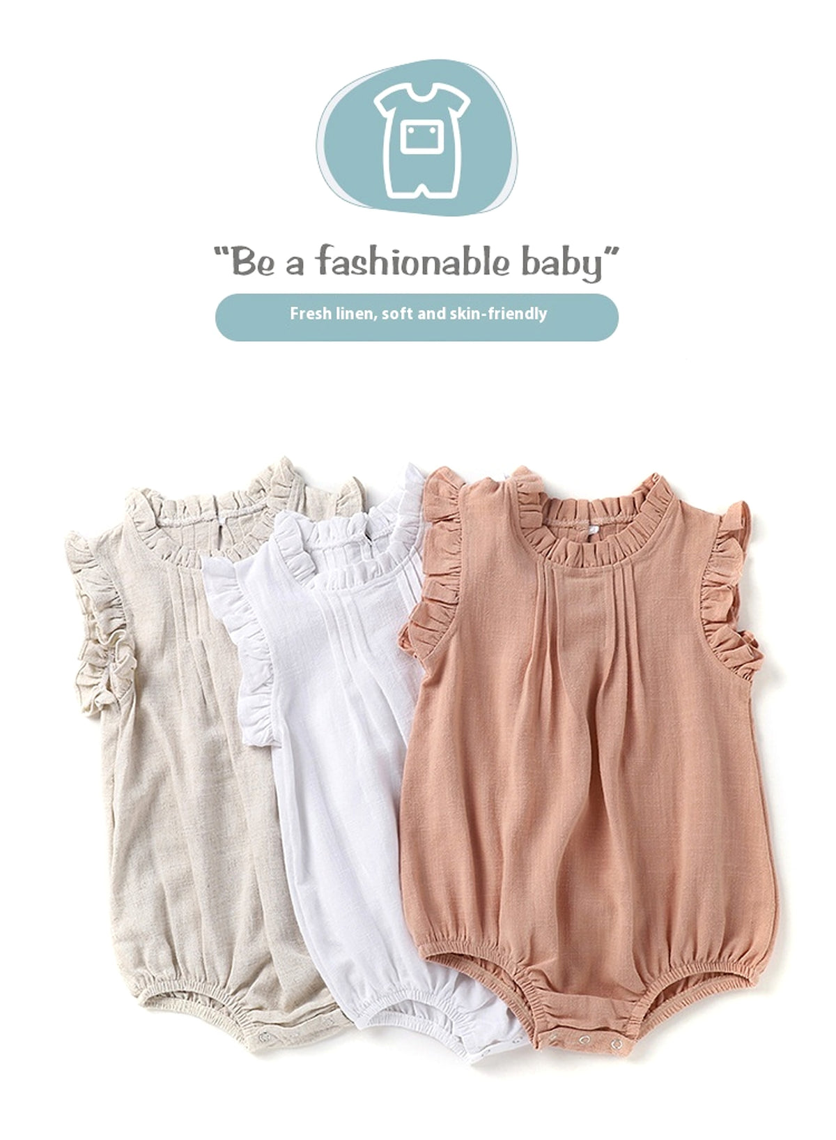 LinoNest™ – Linen Baby Romper with Soft Straps - enhanced image 7