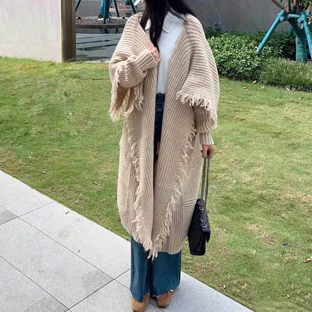 Long Alpaca Wool Sweater Coat Handmade Womens Clothing - enhanced image 7