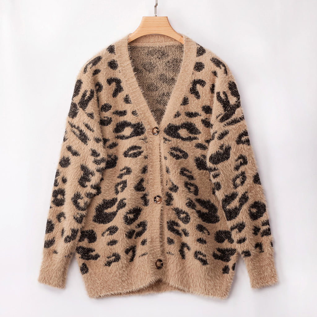 UrbanFur™ – Long Sleeve Leopard Knit Cardigan - enhanced image 7