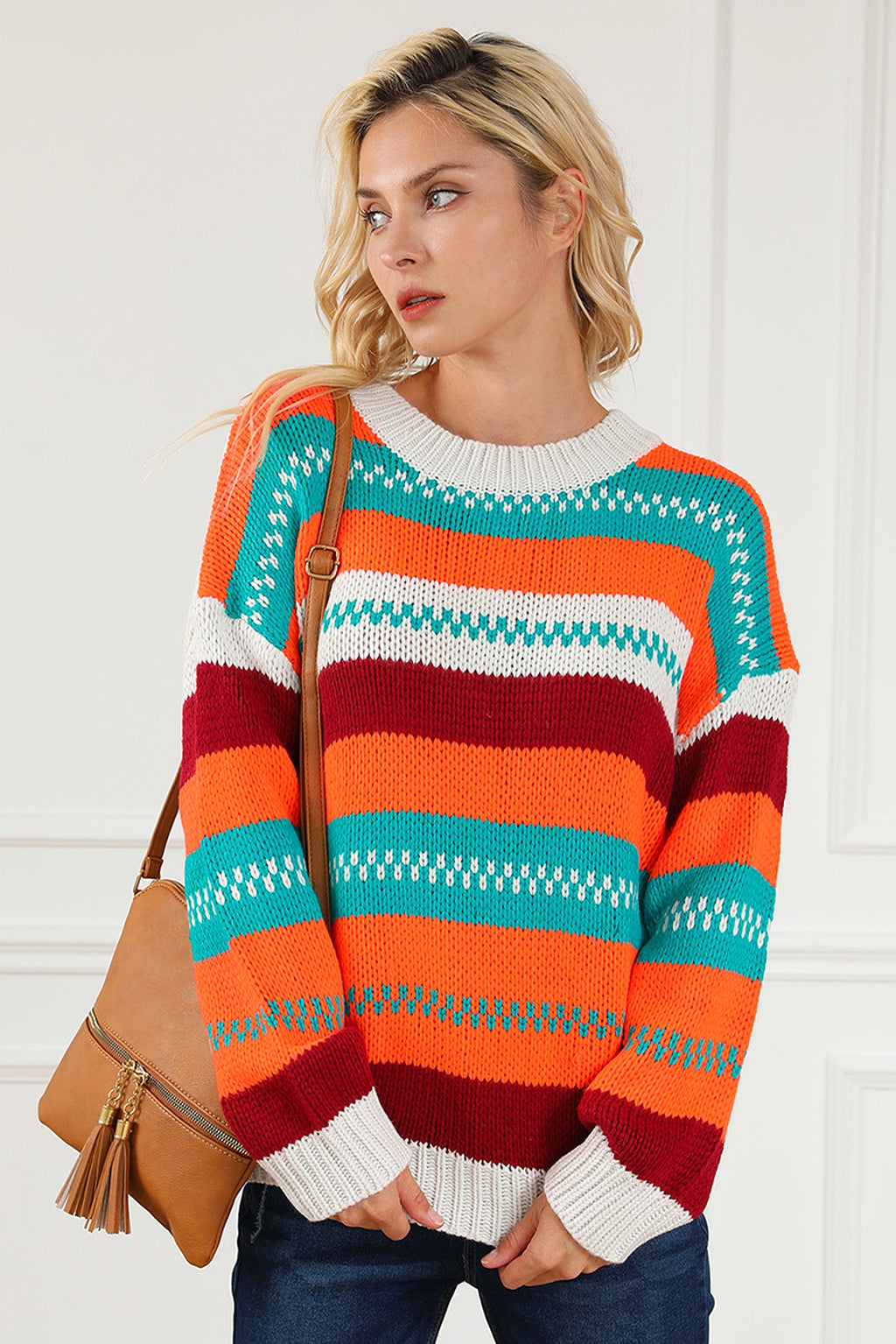 Loose Color Pullover Regular Sleeve Sweater Women - enhanced image 7