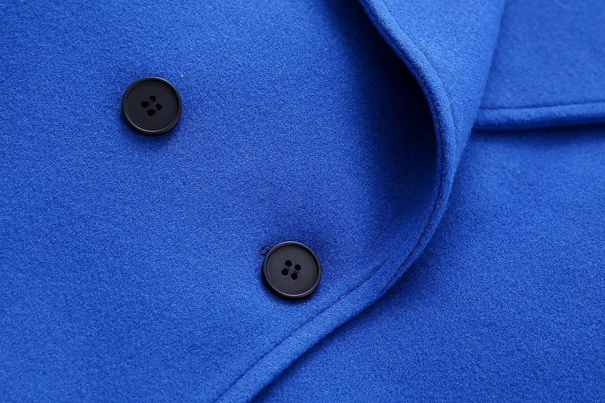 A1. Loose Double-breasted Short Design Woolen Coat - enhanced image 7