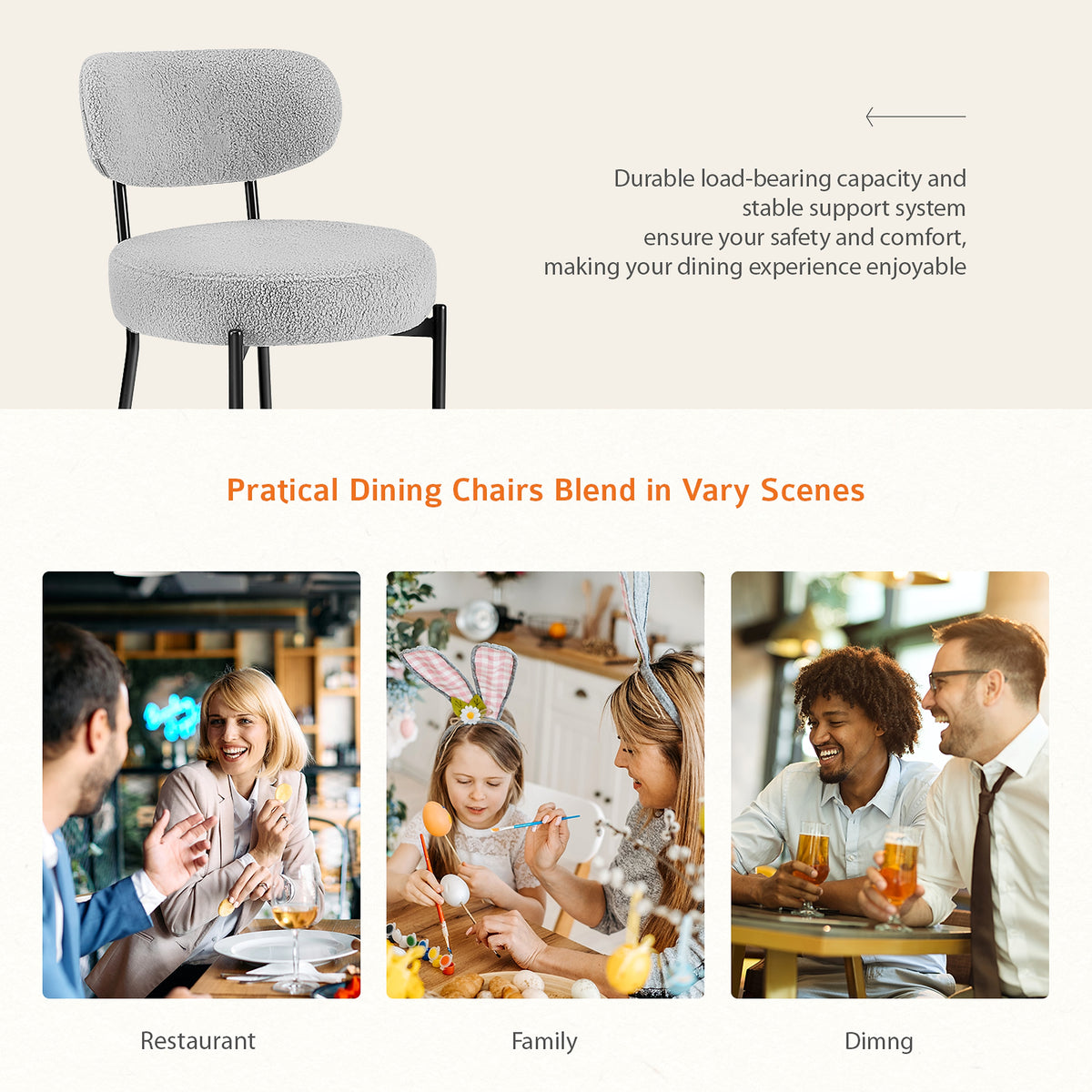 LuneluX_Home – Set of 2 Bouclé Dining Chairs | Nordic Edition - enhanced image 7