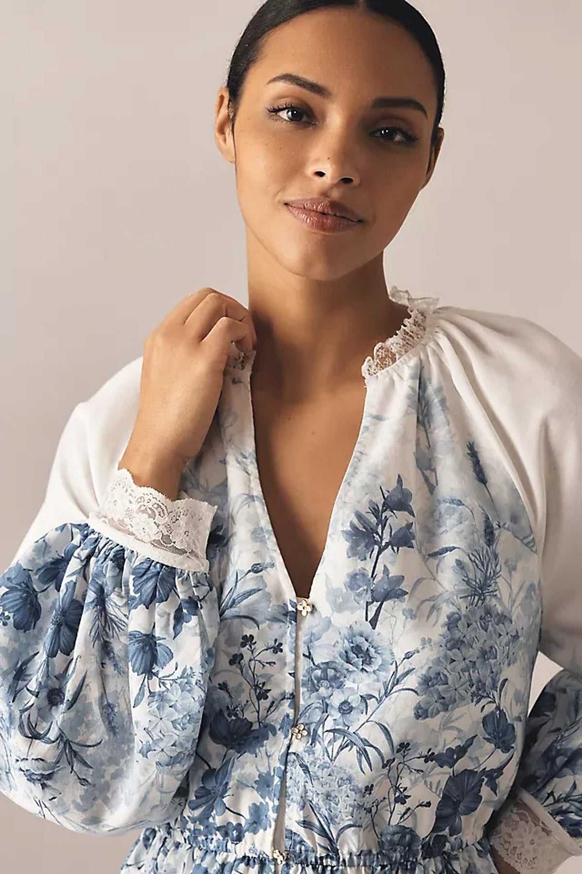 LuneluX™ – Vintage Puff Sleeve Stand Collar Dress - enhanced image 7