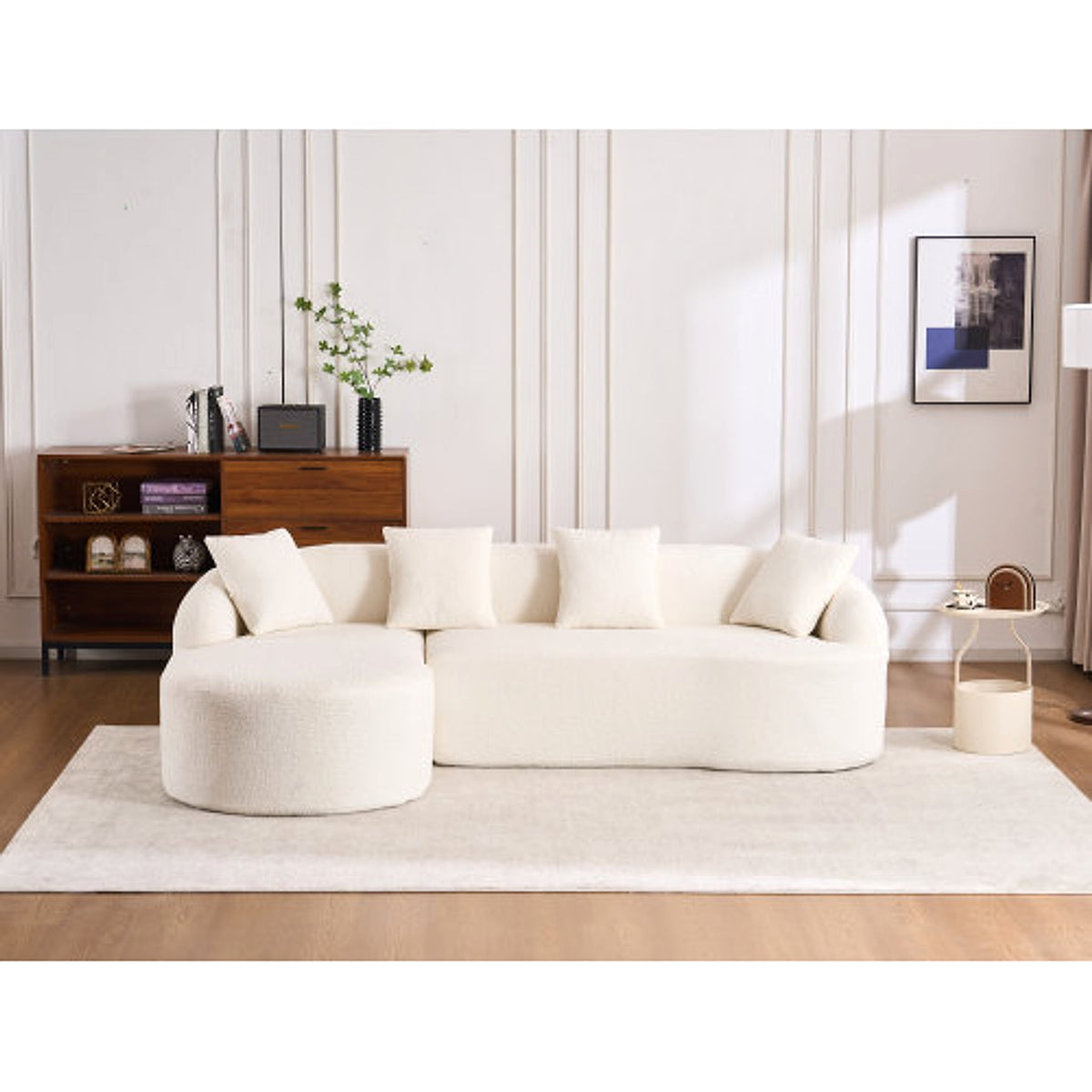 LuxeForm™ – Grey Compression Sofa with Chaise Lounge & 4 Pillows (US Warehouse) - enhanced image 7