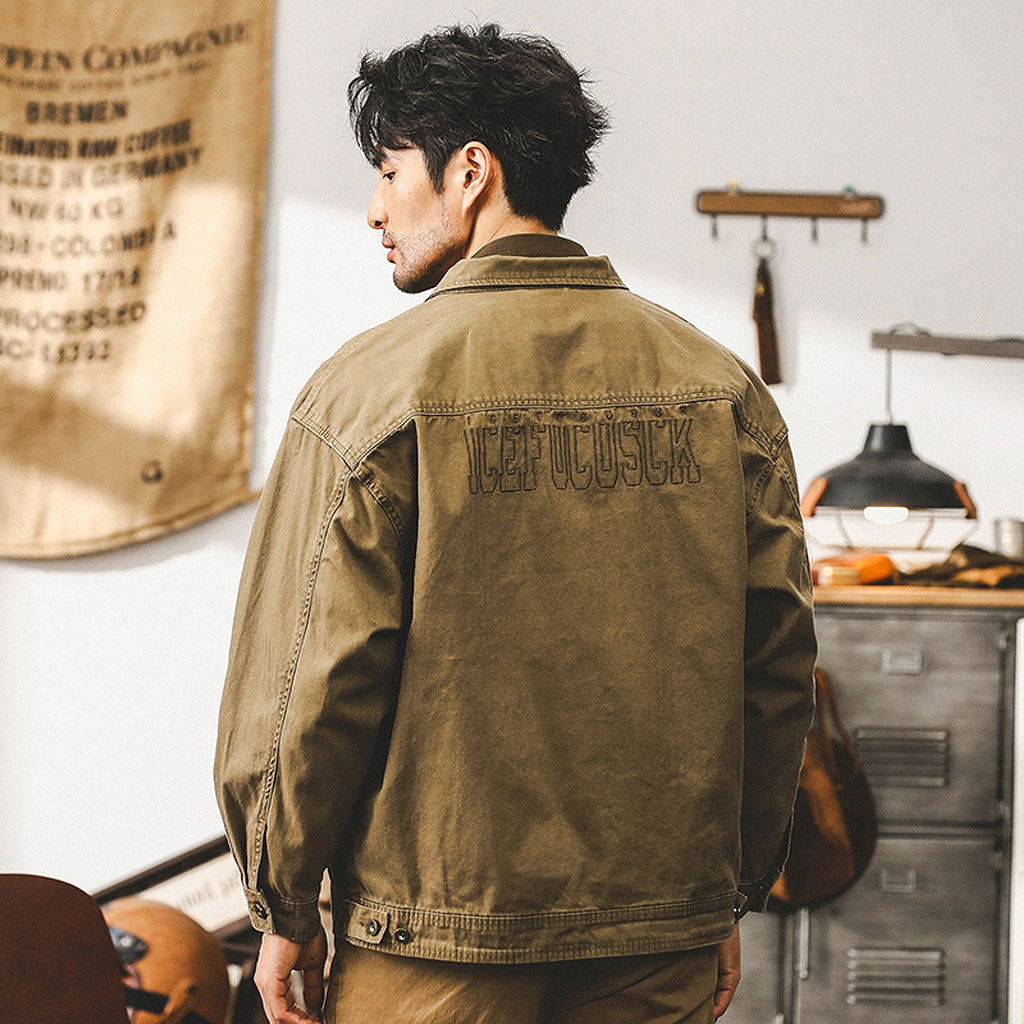 Maillard Retro Heavy Fishbone Pattern Workwear Jacket - enhanced image 7