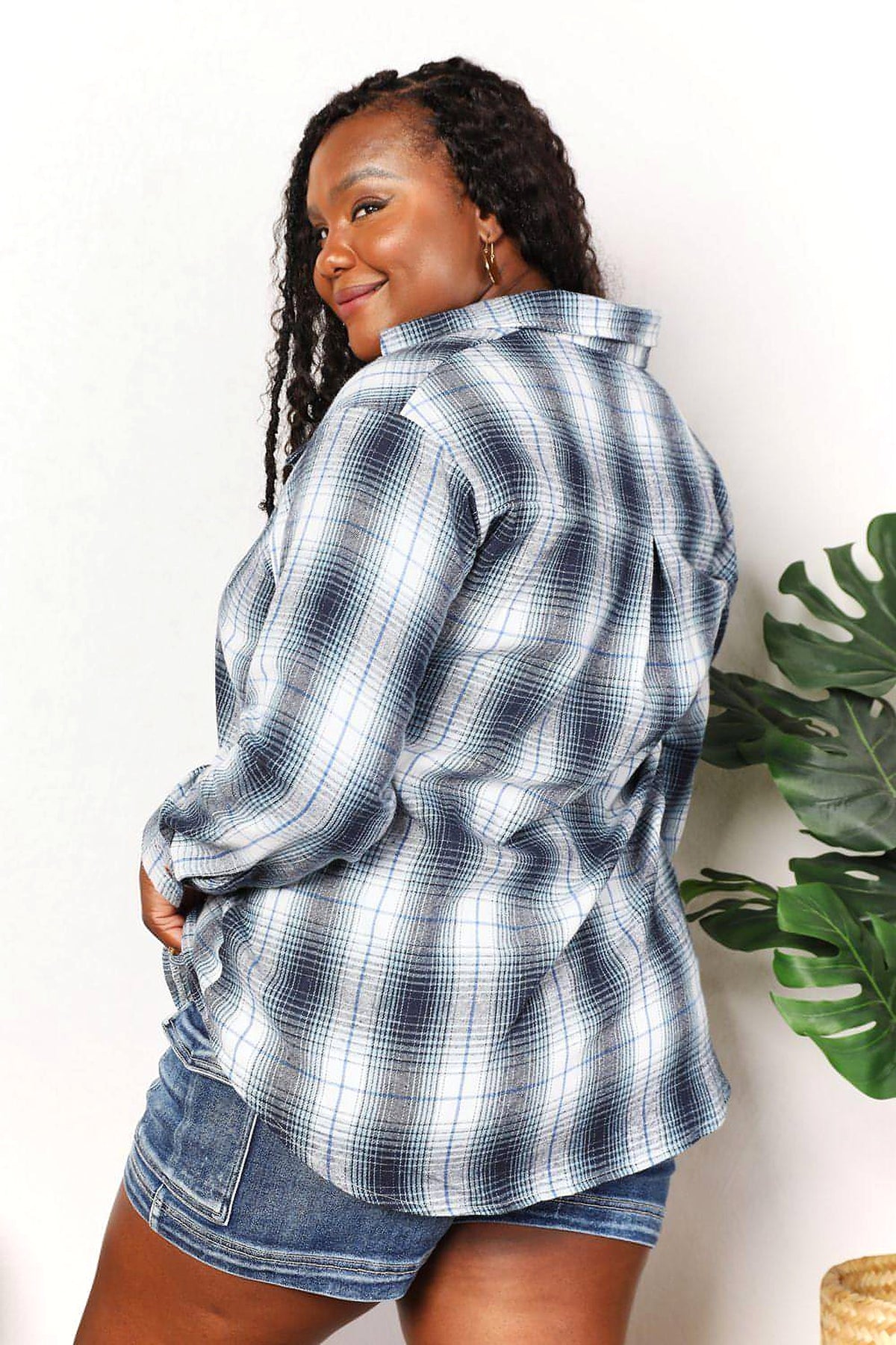 Mandy Plaid Dropped Shoulder Shirt - enhanced image 7