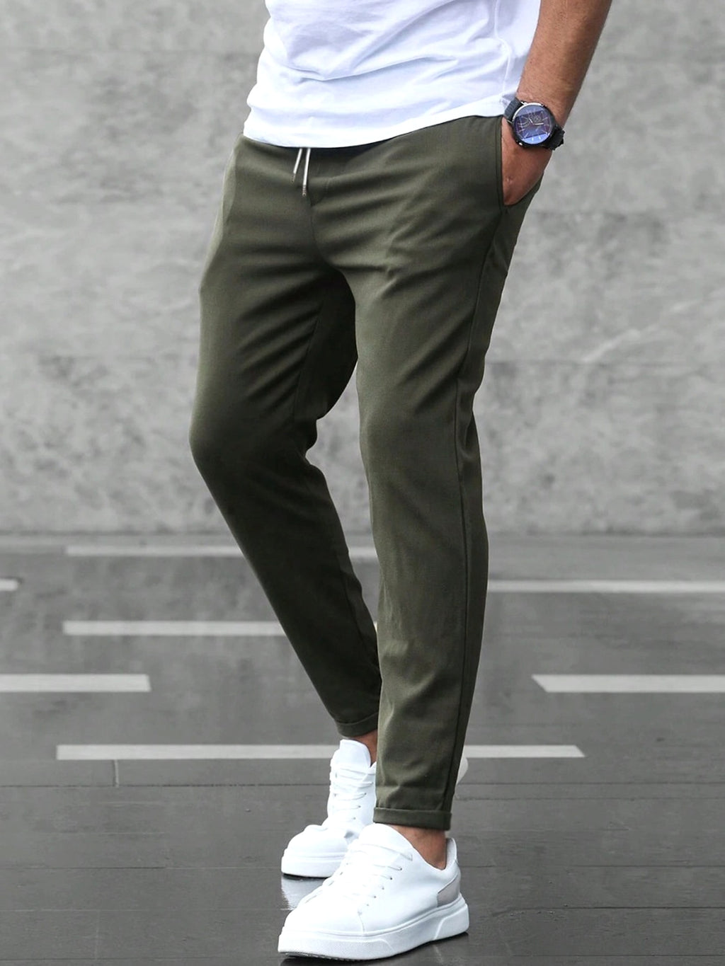 Men’s Slim Fit Casual Pants With Drawstring & Pockets - enhanced image 7